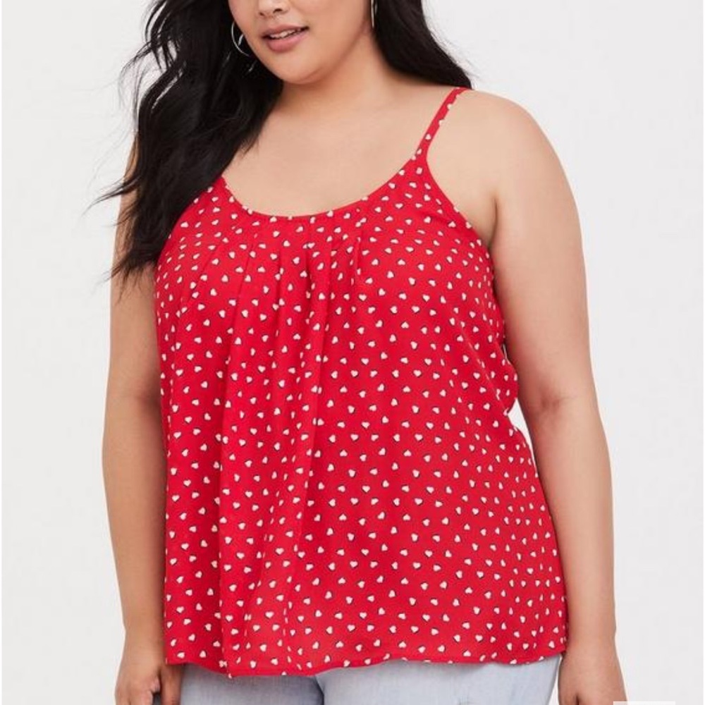 Torrid Red Heart Print Georgette Swing Cami